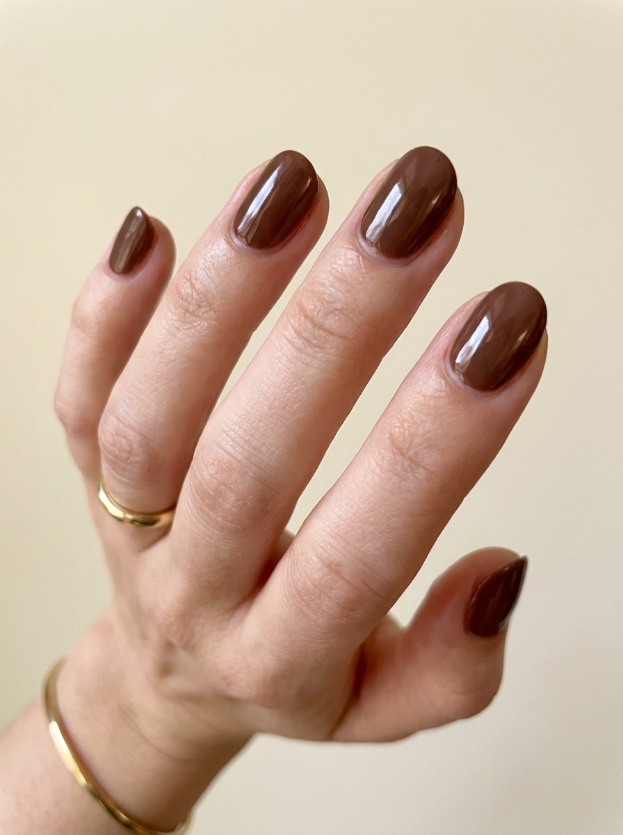 Chocolate Brown Short Nails als September Nägel kurz Inspiration 2026
